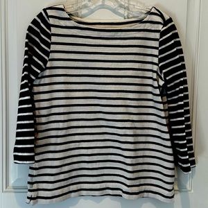 LOFT navy and cream/white boatneck shirt. 3/4 sleeves. Medium petite.